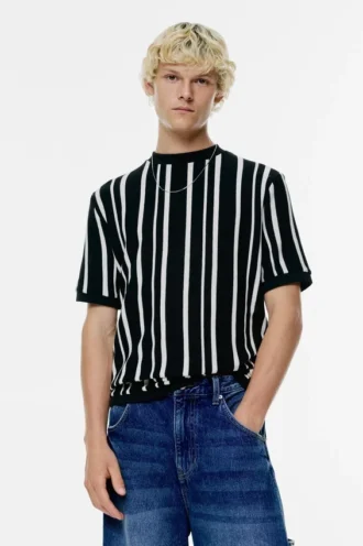 T-Shirt aus Panel-Strick T-Shirt aus Panel-Strick