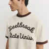 T-Shirt mit kontrastierendem Aufdruck und Rippbündchen