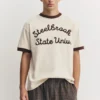 T-Shirt mit kontrastierendem Aufdruck und Rippbündchen