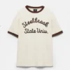 T-Shirt mit kontrastierendem Aufdruck und Rippbündchen