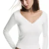 T-Shirt mit Spitzenbesatz am Ausschnitt T-Shirt mit Spitzenbesatz am Ausschnitt