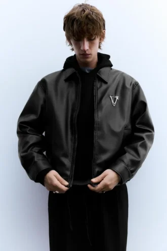 Truckerjacke aus Kunstleder