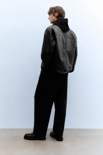 Truckerjacke aus Kunstleder