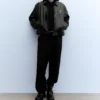 Truckerjacke aus Kunstleder