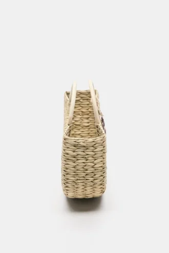 Verzierte Raffia-Korb-Tasche