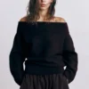 Weicher Strickpullover im Bardot-Stil Weicher Strickpullover im Bardot-Stil