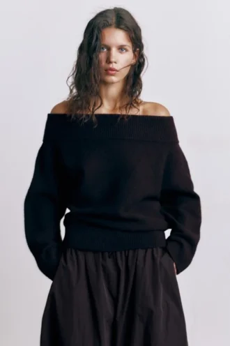 Weicher Strickpullover im Bardot-Stil Weicher Strickpullover im Bardot-Stil