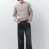 Weit geschnittene Jeans mit kontrastierendem Bund