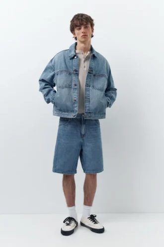 Weite Denim-Bermudas-Shorts