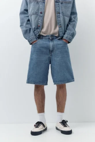 Weite Denim-Bermudas-Shorts
